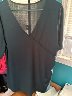 Women’s Forest Green Wrap V-Neck Blouse
